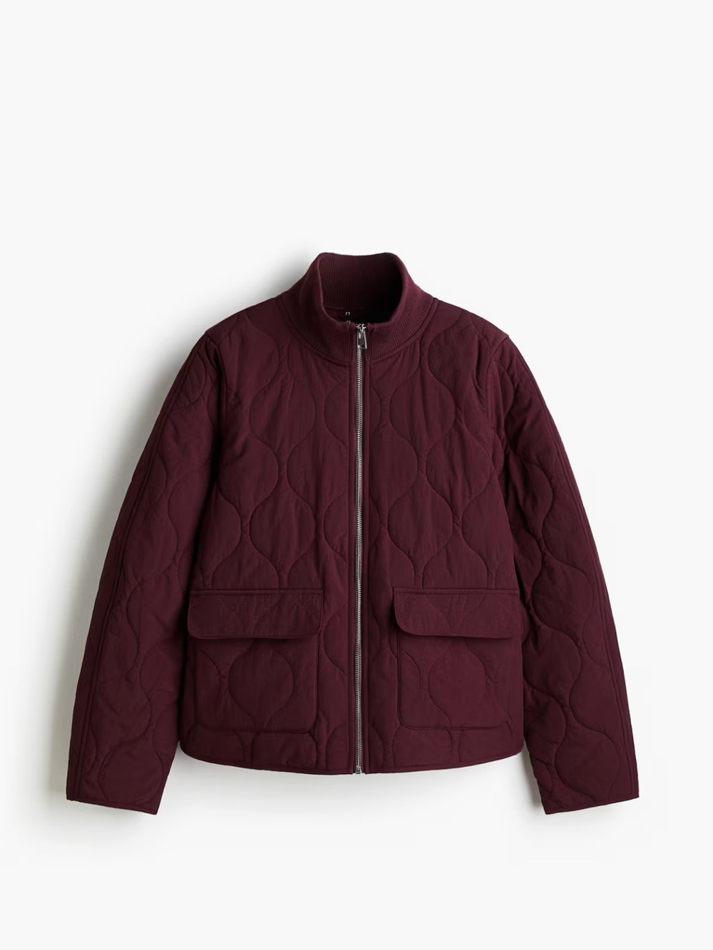 H&M Quilted Puffer Jacket in Burgundy